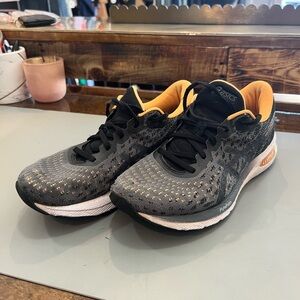 Asics Gray and Orange Athletic Sneakers